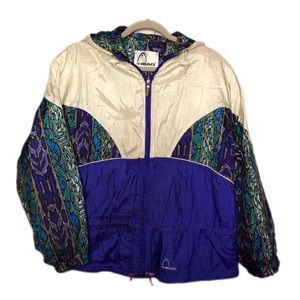 Vintage Head Patterned Hooded Windbreaker
